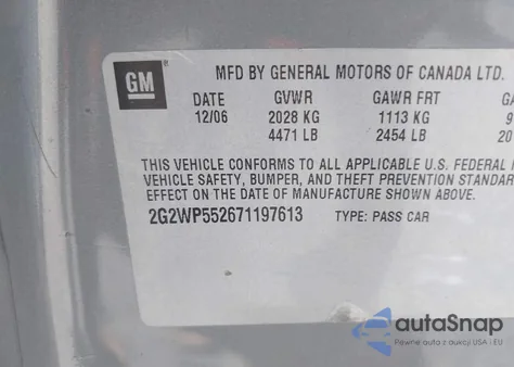 2007 Pontiac Grand Prix from USA, damaged, VIN 2G2WP552671197613